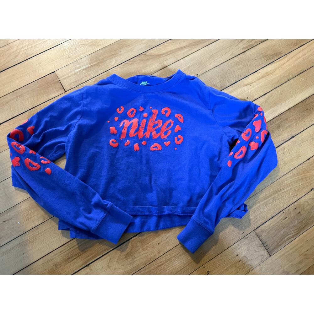 Nike animal print purple and red graphic long sleeve youth tshirt